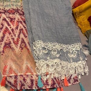 Multicolor scarf -and Scarf with Lace Trim,